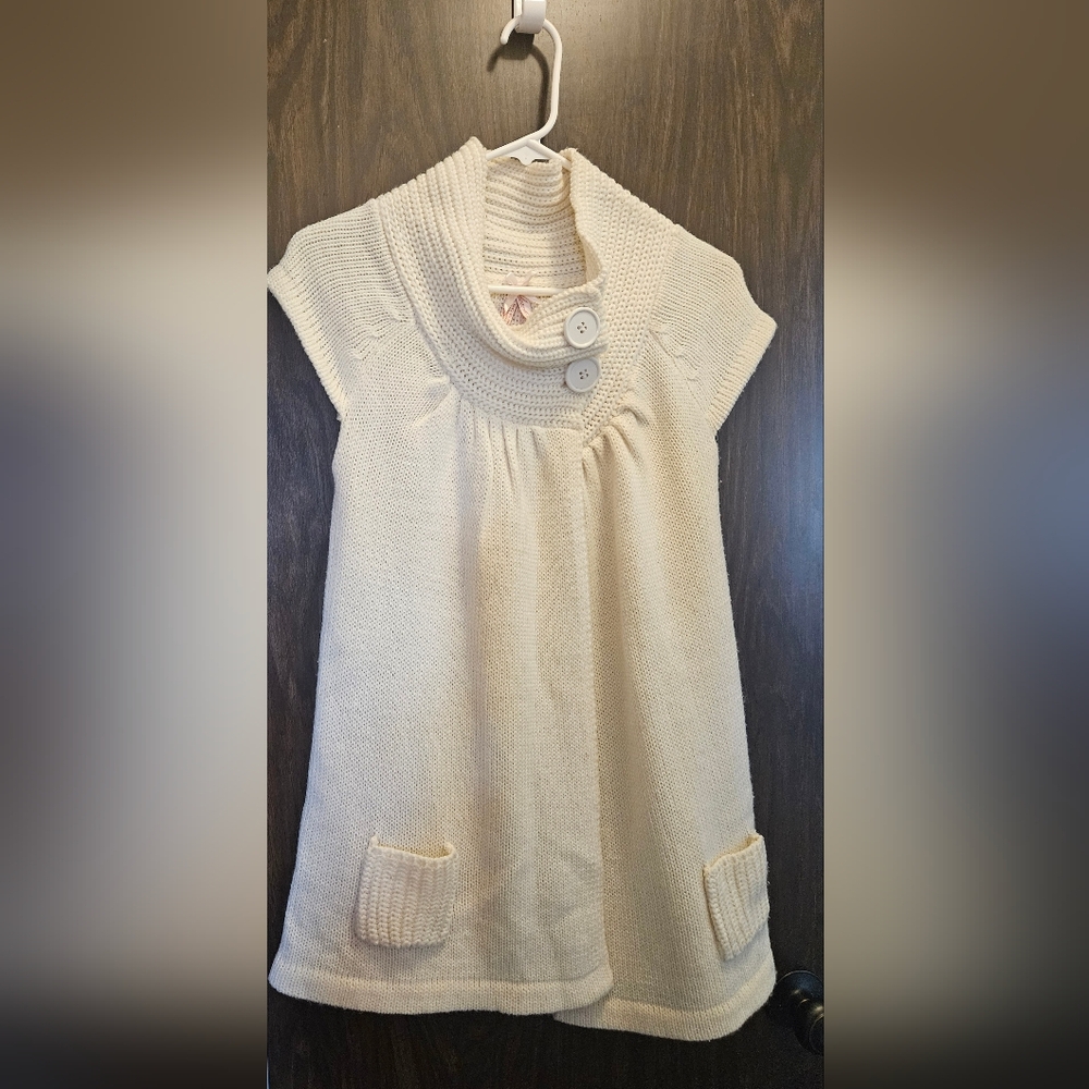 Cream Knit Dress with Button Detail